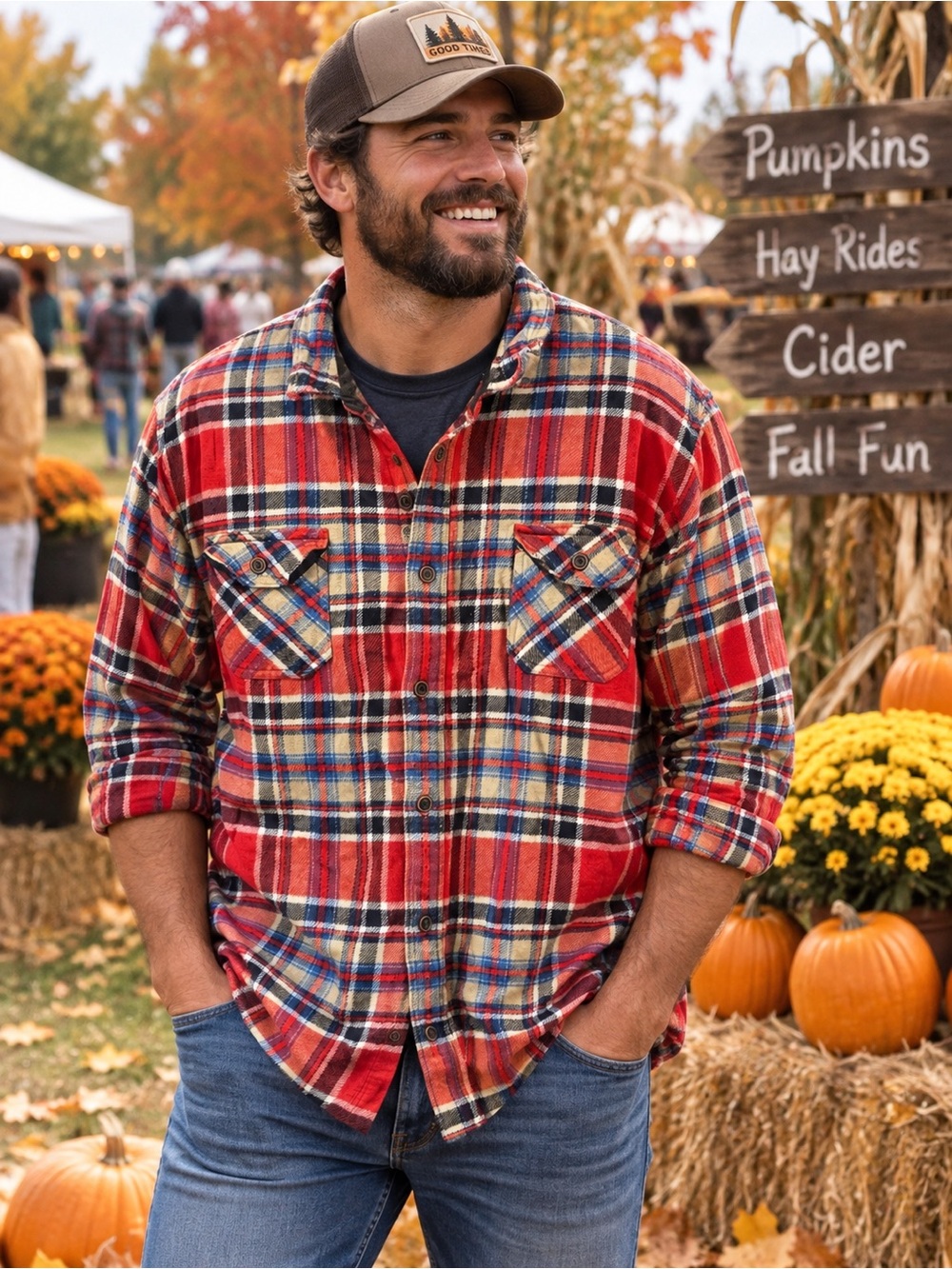 Ruff Hewn XXL Red Plaid 100% Cotton Flannel Shirt Jacket Shacket Grunge Fall